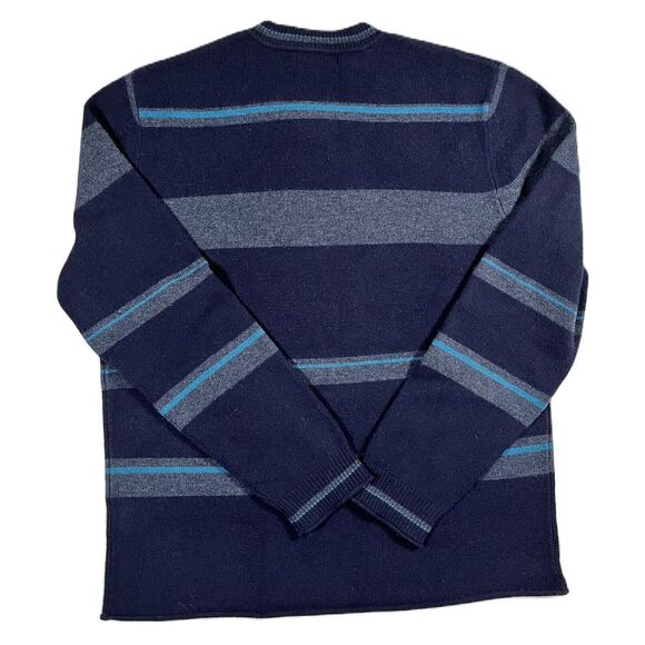 Banana Republic Men's Large Blue Stripe V-Neck Lambswool Cashmere Sweater - Picture 7 of 7